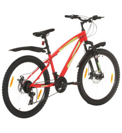 Vélo de montagne 21 vitesses Roues de 26 pouces 42 cm Rouge