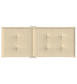 Coussins de chaise de jardin dossier haut lot de 2 beige tissu