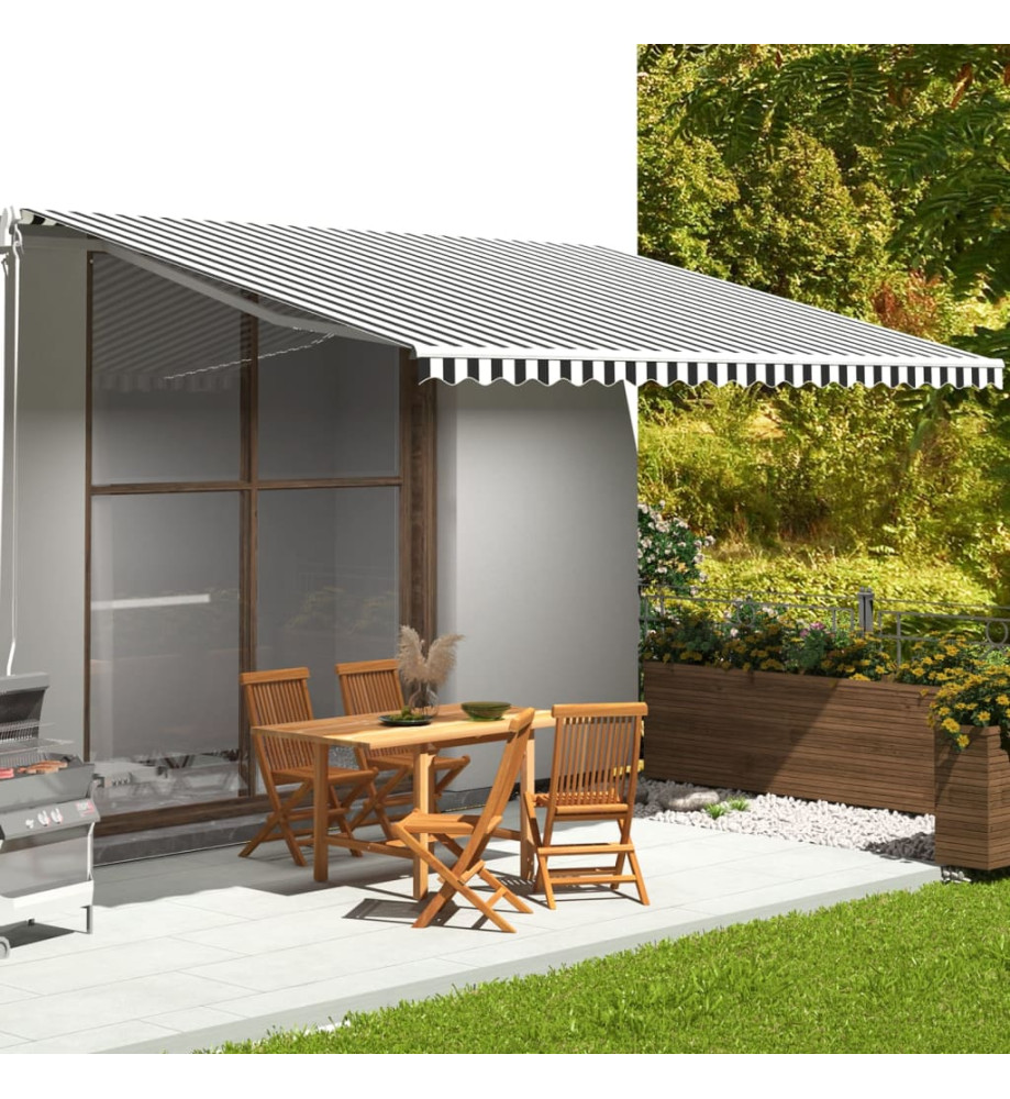 Tissu de remplacement pour auvent Anthracite et blanc 5x3,5 m Tissu de remplacement pour auvent Anthracite et blanc 5x3,5 m