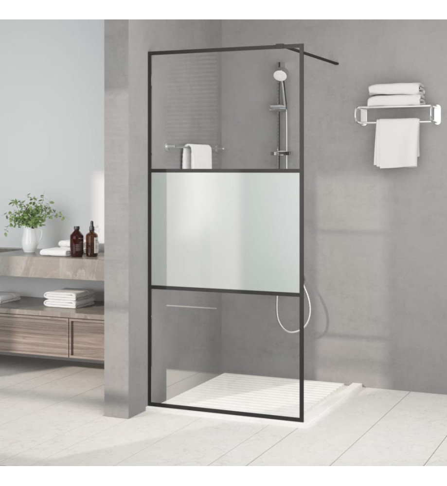 Paroi de douche Noir 90x195 cm Verre ESG demi-dépoli