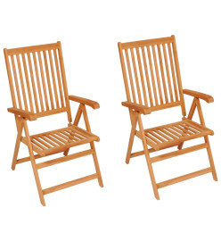 Chaises de jardin 2 pcs avec coussins bleu Bois de teck