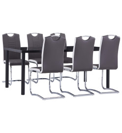 Ensemble de salle à manger 7 pcs Similicuir Gris