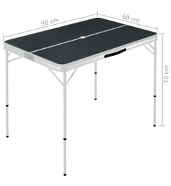 Table de camping pliable avec 2 bancs Aluminium Gris