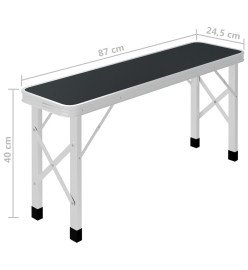 Table de camping pliable avec 2 bancs Aluminium Gris