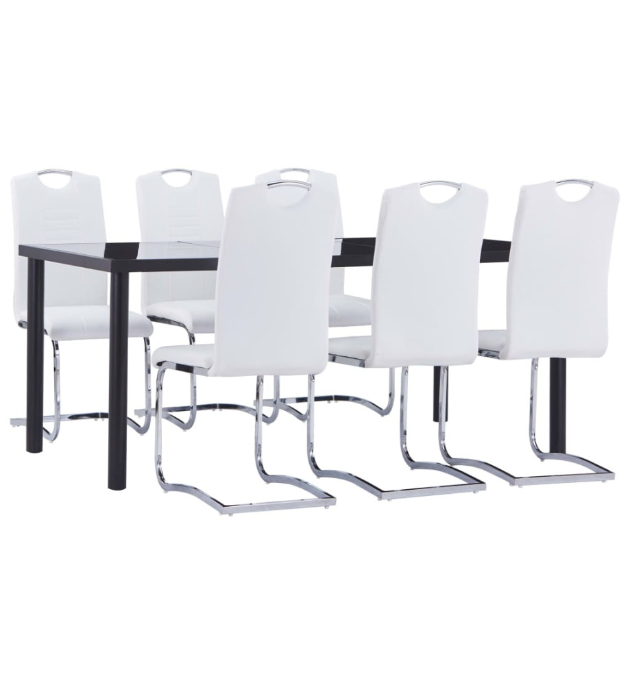 Ensemble de salle à manger 7 pcs Similicuir Blanc