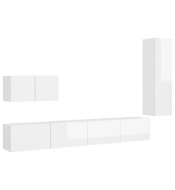 Ensemble de meuble TV 4 pcs Blanc brillant Aggloméré