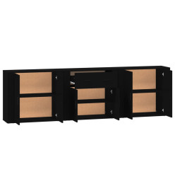 Buffets 3 pcs noir bois d'ingénierie