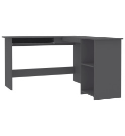 Bureau d'angle en forme de L Gris 120x140x75 cm Aggloméré