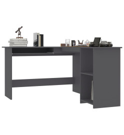 Bureau d'angle en forme de L Gris 120x140x75 cm Aggloméré