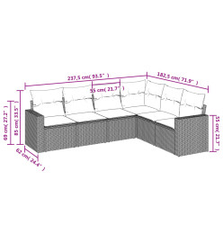 Salon de jardin avec coussins 6 pcs beige résine tressée