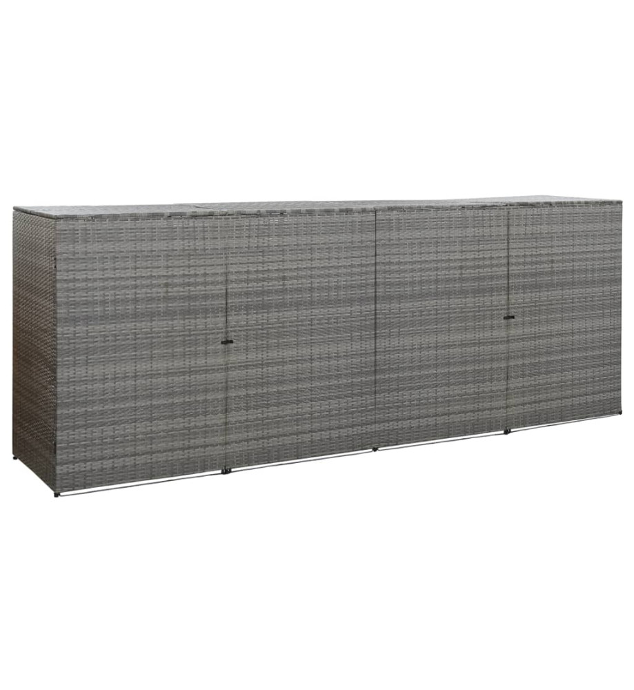 Abri à quatre poubelles Anthracite 305x78x120cm Résine tressée