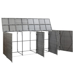 Abri à quatre poubelles Anthracite 305x78x120cm Résine tressée