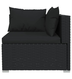 Salon de jardin 10 pcs avec coussins Résine tressée Noir