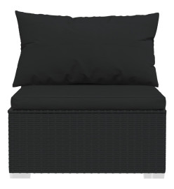 Salon de jardin 10 pcs avec coussins Résine tressée Noir
