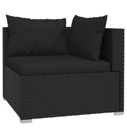 Salon de jardin 10 pcs avec coussins Noir Résine tressée