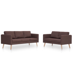 Ensemble de canapé 2 pcs Tissu Marron