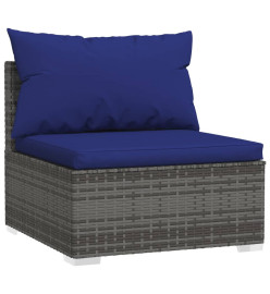 Salon de jardin 10 pcs avec coussins Résine tressée Gris