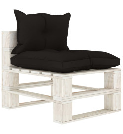 Salon palette de jardin 6 pcs avec coussins noir bois