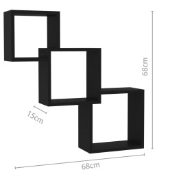 Étagères murales cubiques noir 68x15x68 cm bois d'ingénierie
