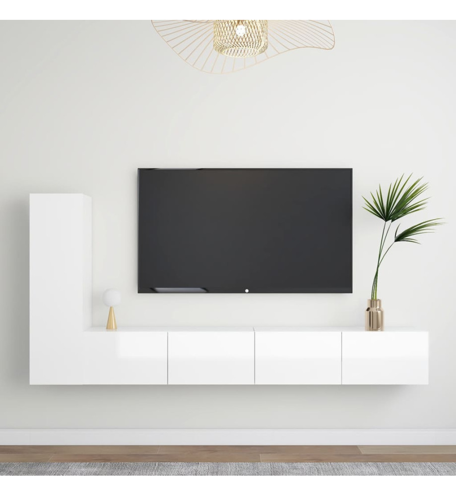 Ensemble de meuble TV 3 pcs Blanc brillant Aggloméré