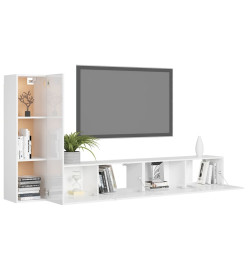 Ensemble de meuble TV 3 pcs Blanc brillant Aggloméré