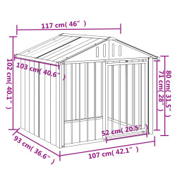 Niche pour chien avec toit noir 117x103x102 cm acier galvanisé