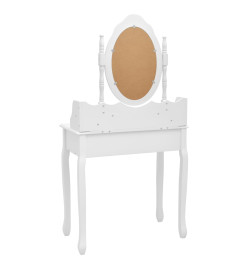 Ensemble de coiffeuse avec tabouret Blanc 75x69x140cm Paulownia