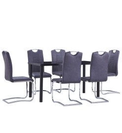 Ensemble de salle à manger 7 pcs Similicuir daim Gris