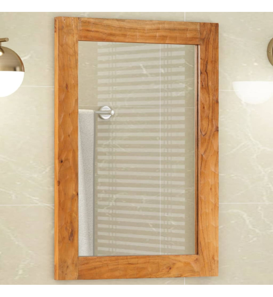 Miroir salle de bain 50x70x2,5 cm bois massif d'acacia et verre