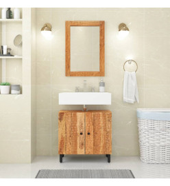 Miroir salle de bain 50x70x2,5 cm bois massif d'acacia et verre