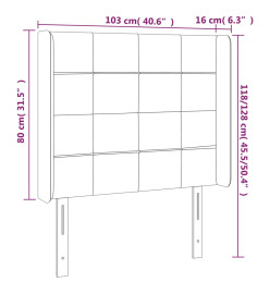 Tête de lit à LED Gris clair 103x16x118/128 cm Velours