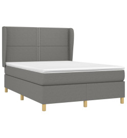 Lit à sommier tapissier avec matelas Gris foncé 140x200cm Tissu