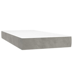 Sommier tapissier matelas et LED Gris clair 100x200 cm Velours