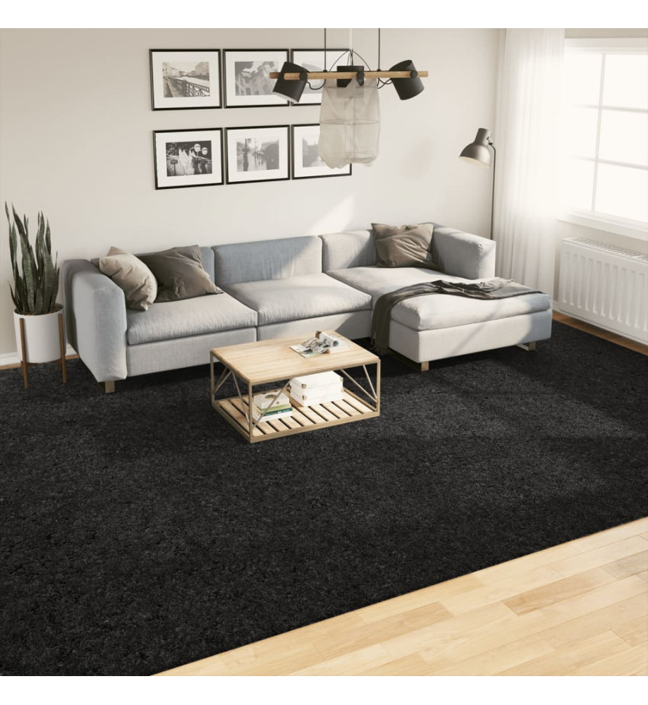 Tapis shaggy à poils longs moderne noir 300x400 cm