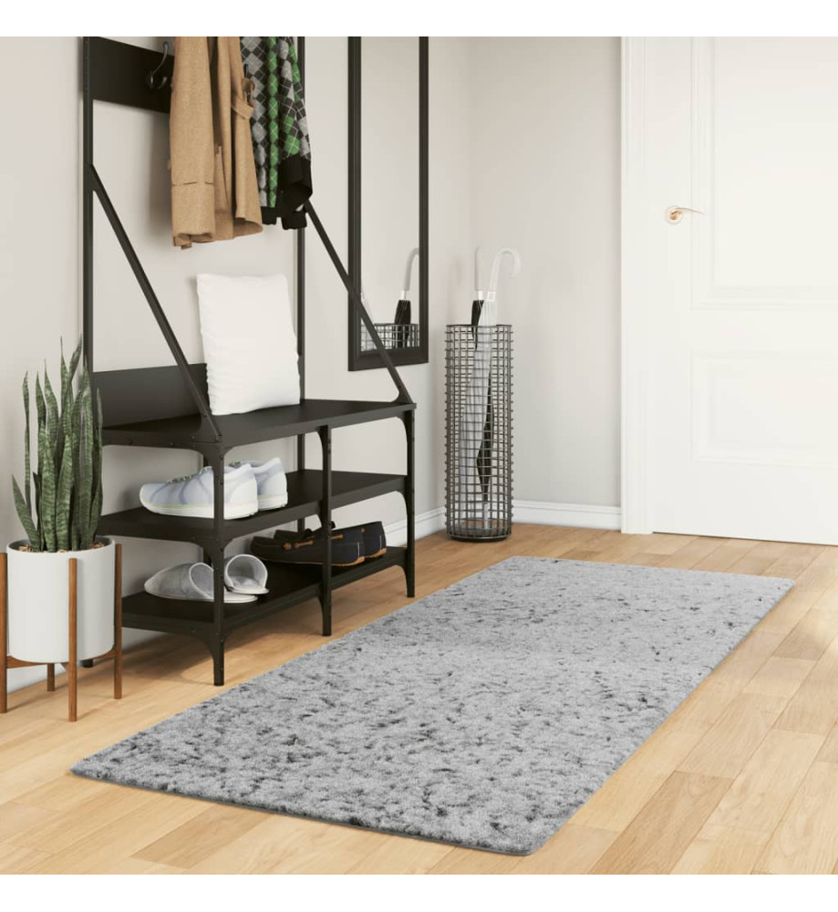 Tapis shaggy à poils longs moderne gris 80x200 cm