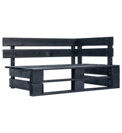 Salon de jardin palette 6pcs avec coussins pin imprégné de noir