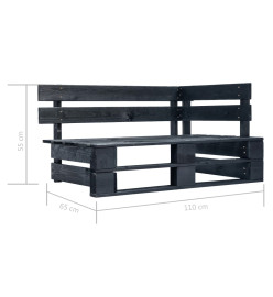 Salon de jardin palette 6pcs avec coussins pin imprégné de noir