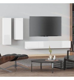 Ensemble de meubles TV 4 pcs Blanc brillant Bois d'ingénierie