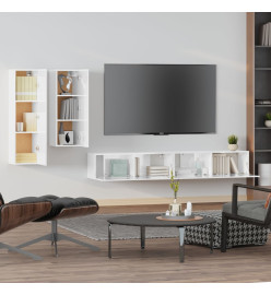 Ensemble de meubles TV 4 pcs Blanc brillant Bois d'ingénierie