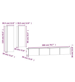 Ensemble de meubles TV 4 pcs Blanc brillant Bois d'ingénierie