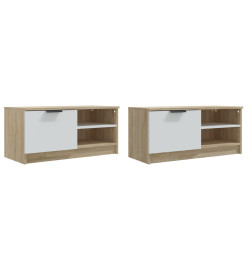 Meubles TV 2 pcs Blanc et chêne sonoma 80x35x36,5 cm