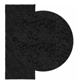 Tapis shaggy à poils longs moderne noir 80x200 cm