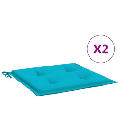 Coussins de chaise de jardin lot de 2 turquoise 40x40x3cm tissu