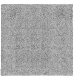 Tapis shaggy à poils longs moderne gris 120x120 cm