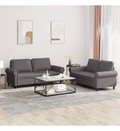 Ensemble de canapés 2 pcs avec coussins Gris Similicuir