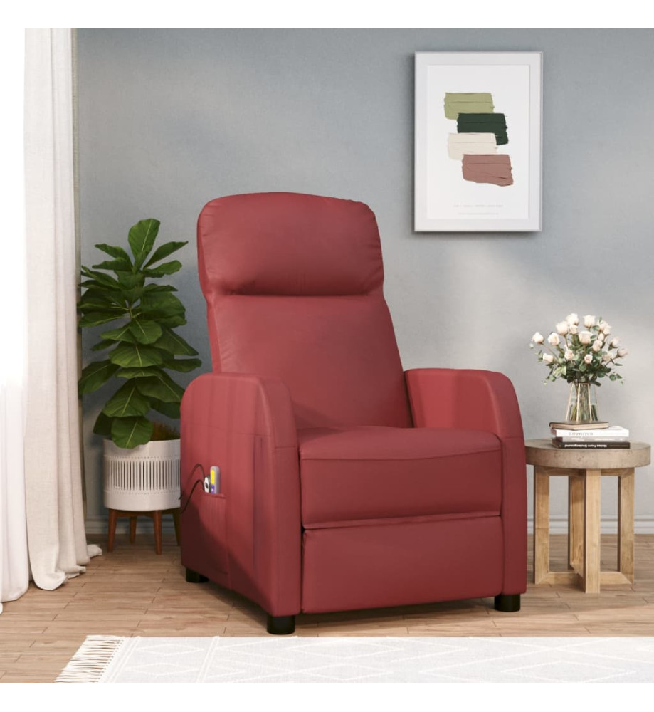 Fauteuil de massage électrique Rouge bordeaux Similicuir Fauteuil de massage électrique Rouge bordeaux Similicuir