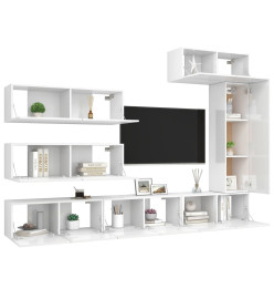 Ensemble de meuble TV 7 pcs Blanc brillant Aggloméré