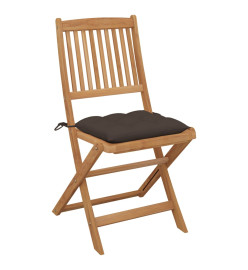 Chaises pliables de jardin 8 pcs avec coussins Bois d'acacia