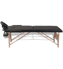 Table de massage pliable Noir 2 zones avec cadre en bois