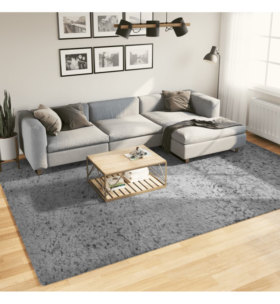 Tapis shaggy à poils longs moderne gris 240x340 cm